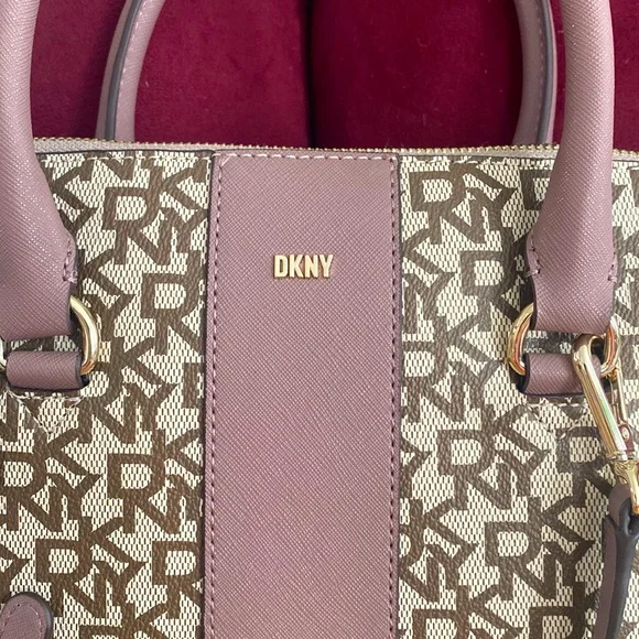 DKNY Bryant Medium Round Satchel, Tan & Mauve - Picture 3 of 14